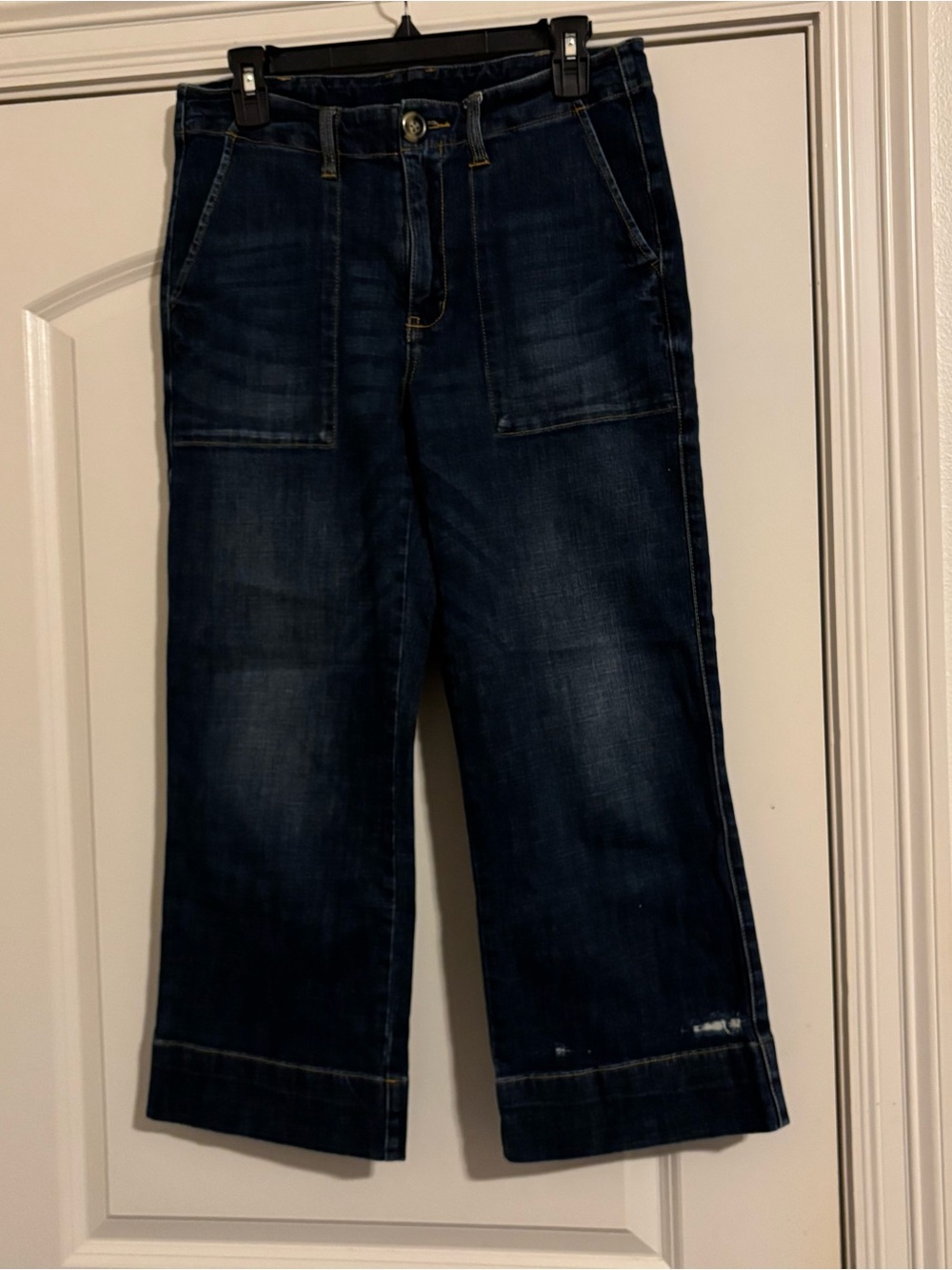 CAbi Dark Indigo Cropped Wide-Leg cropped Jeans